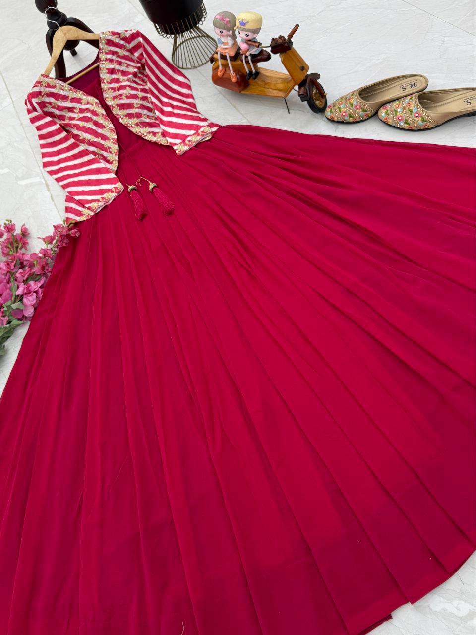 Awesome Pink Georgette Embroidery Sequence Gown