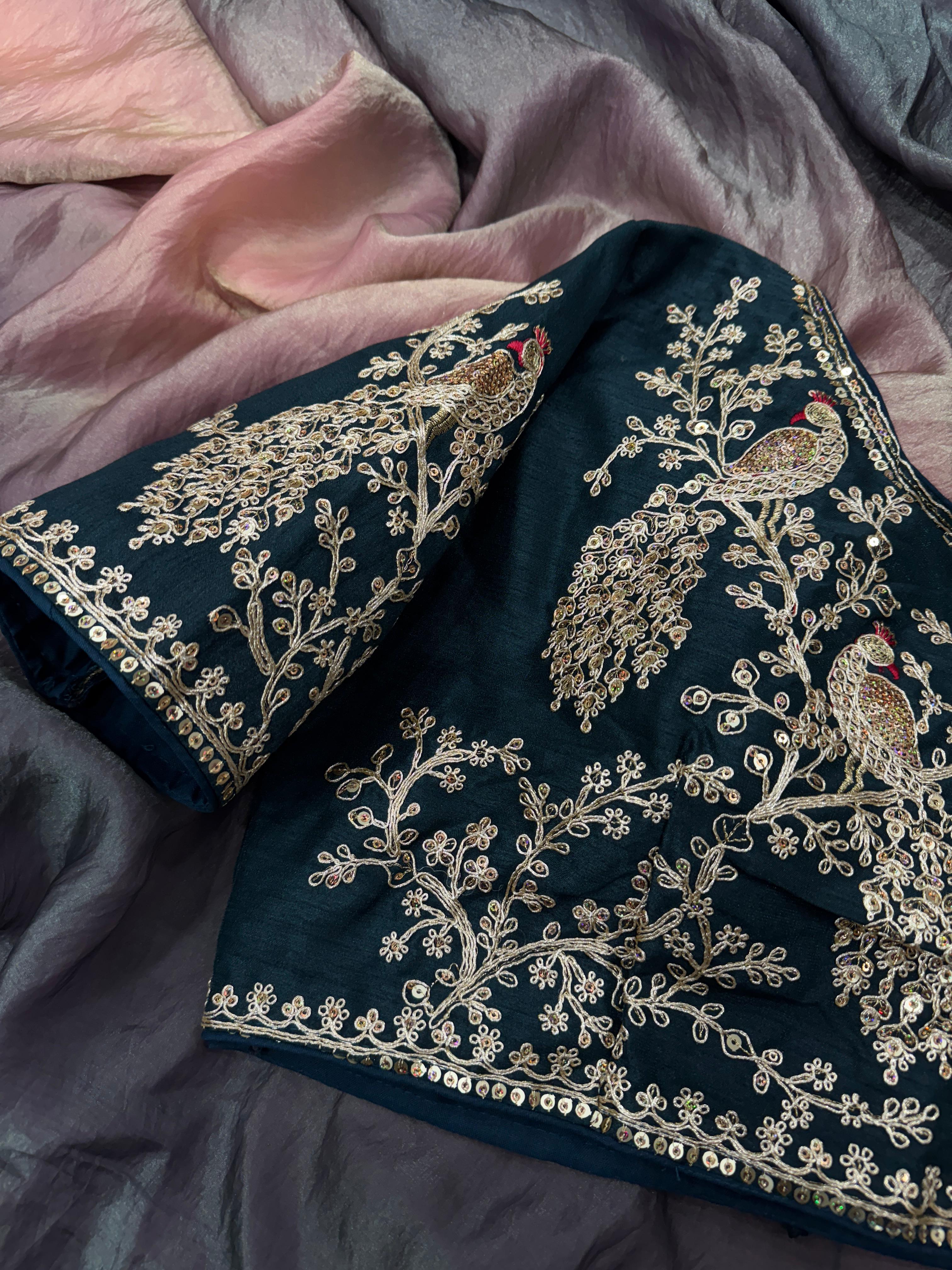 Alluring Shaded Black Color Space Silk Sequence Work Saree