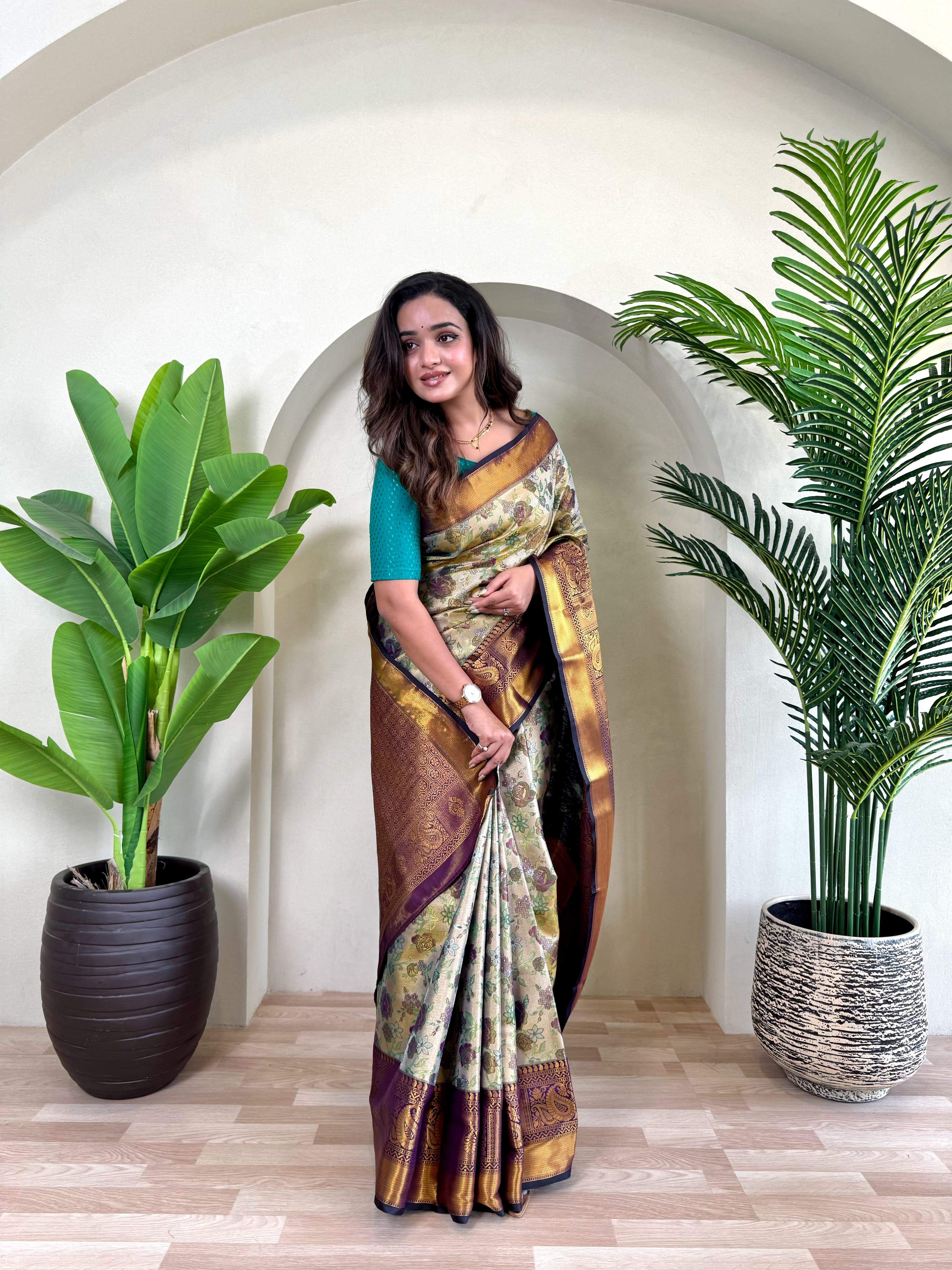Festival Wear Trendy Orange Silk Zari Saree