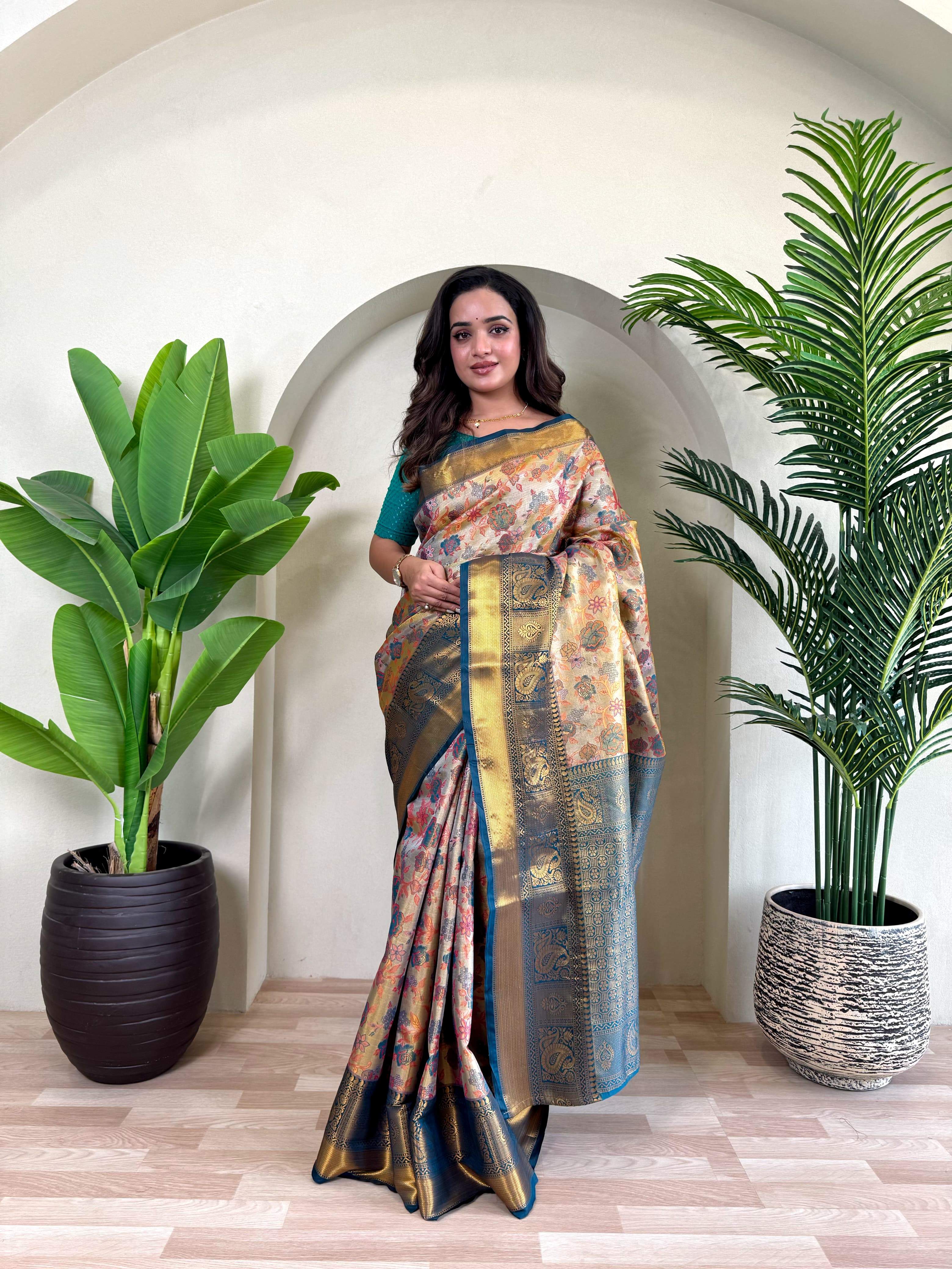 Festival Wear Trendy Orange Silk Zari Saree