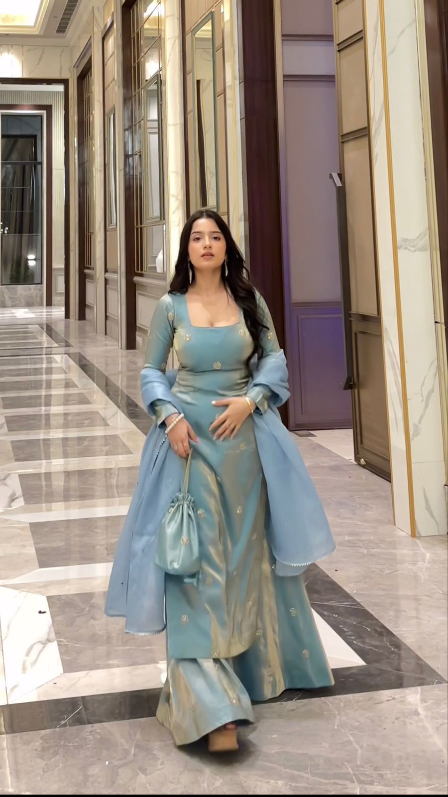 Ravishing Blue Silk With Sequence Work Anarkali Suit