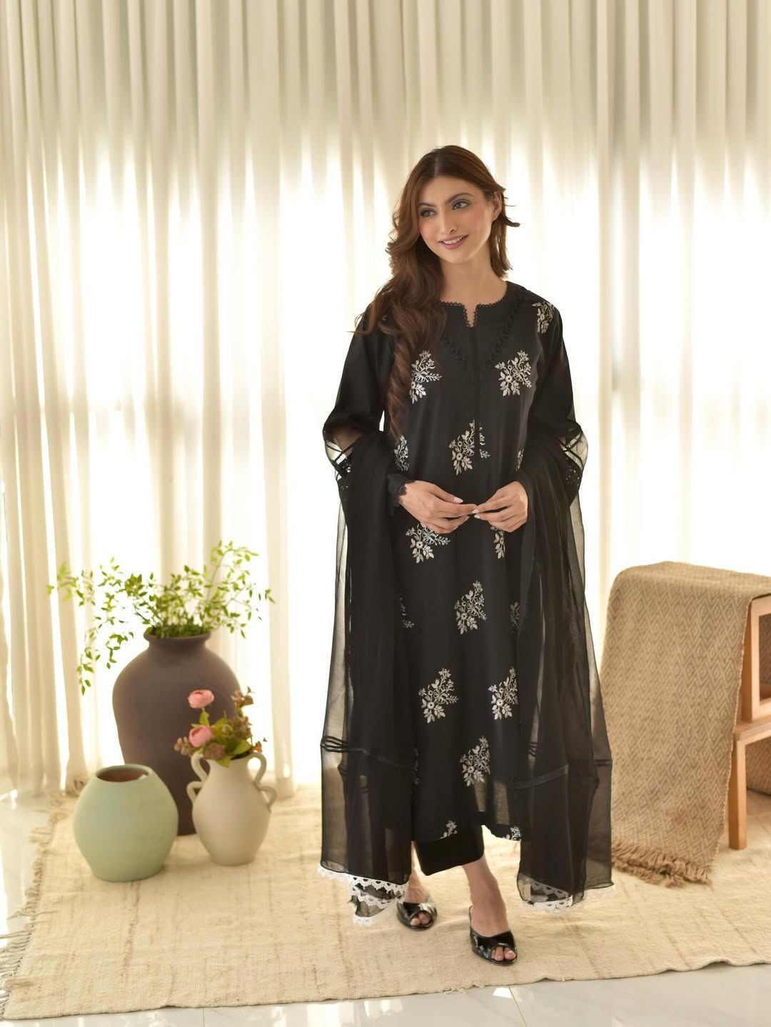 Marvelous Peach Color Embroidery Work Straight Salwar Suit
