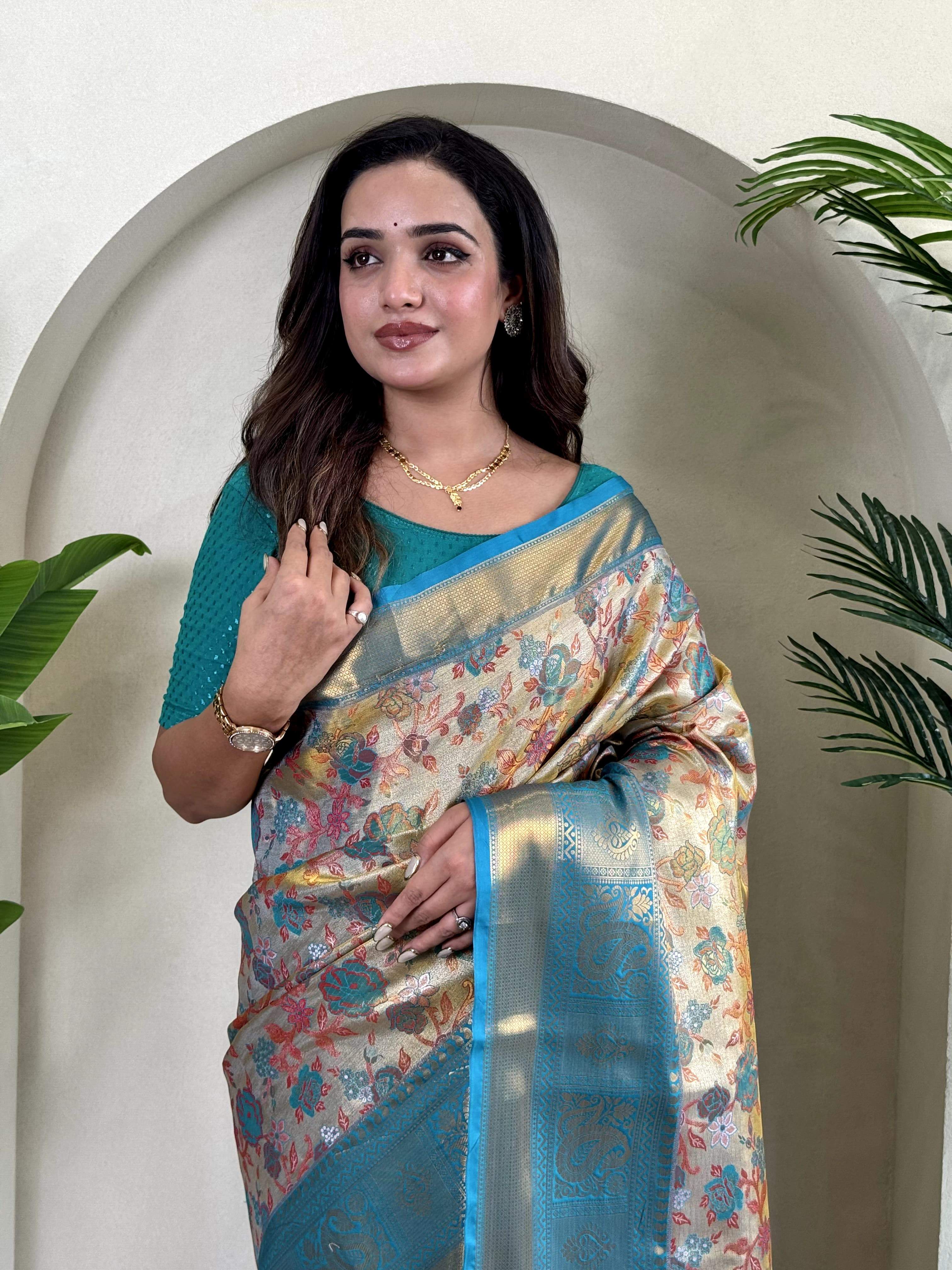 Festival Wear Trendy Orange Silk Zari Saree