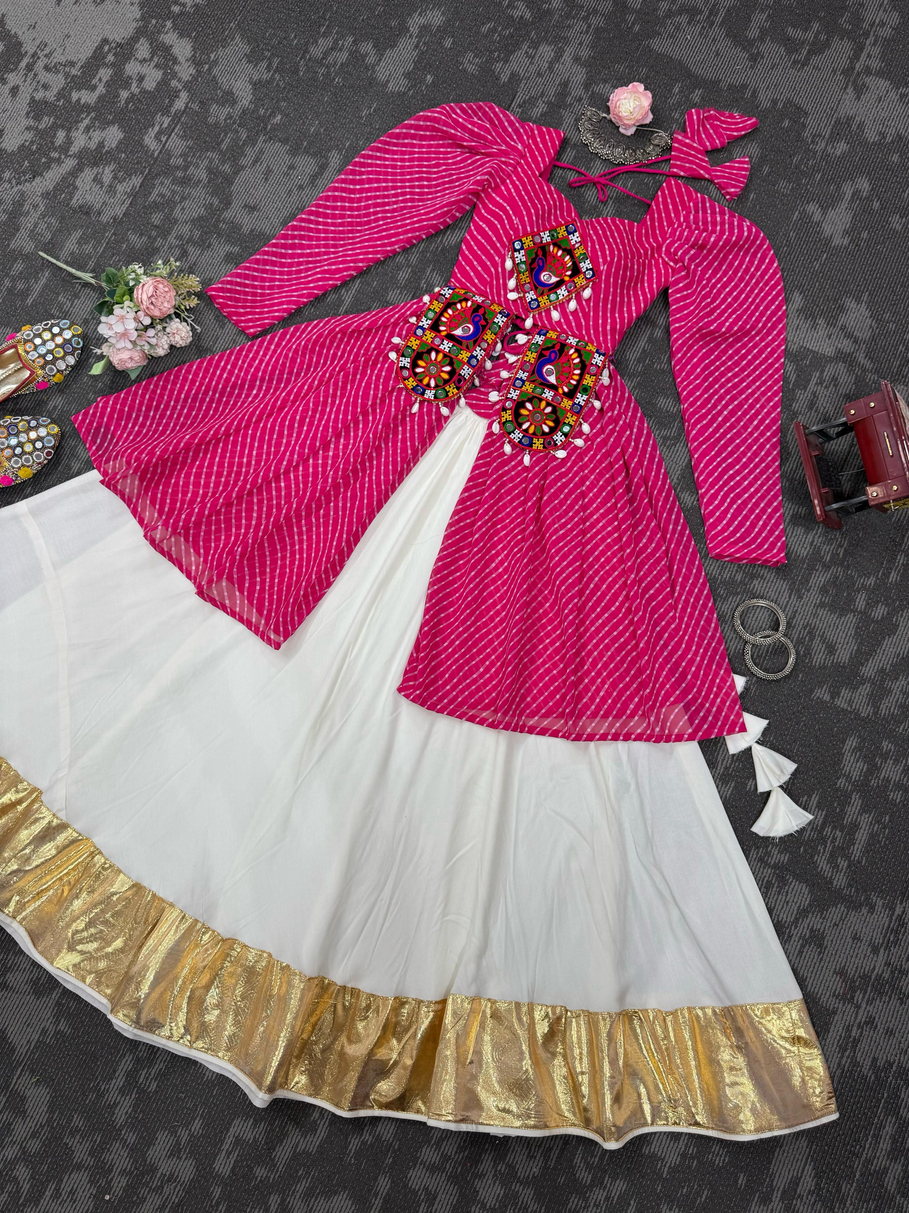 Navratri Collection Pink Color Georgette With Codi Work Lehenga Choli