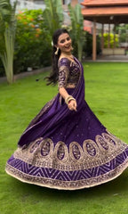 Purple Color Embroidery Heavy Work  Lehenga Choli