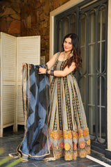 Ravishing Multi Color Organza Digital Work Gown