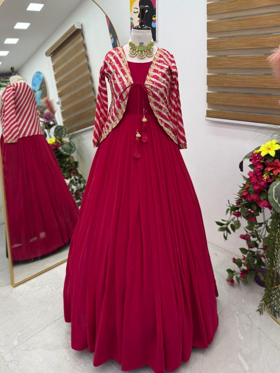 Awesome Pink Georgette Embroidery Sequence Gown
