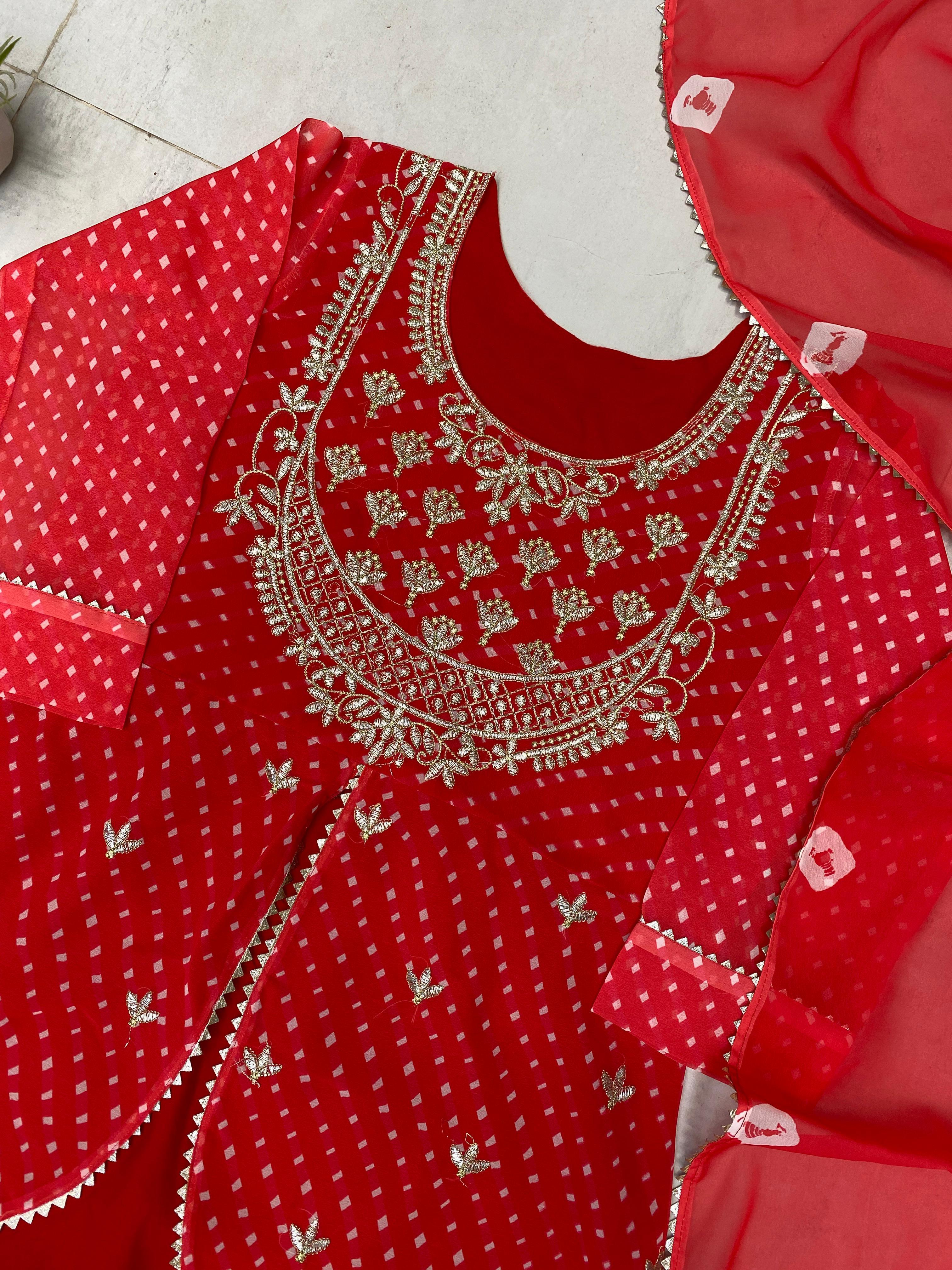 Gorgeous Red Georgette Printed Lehenga Choli