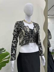 Stylish Tapeta Silk Black Color Lehenga Choli With Koti