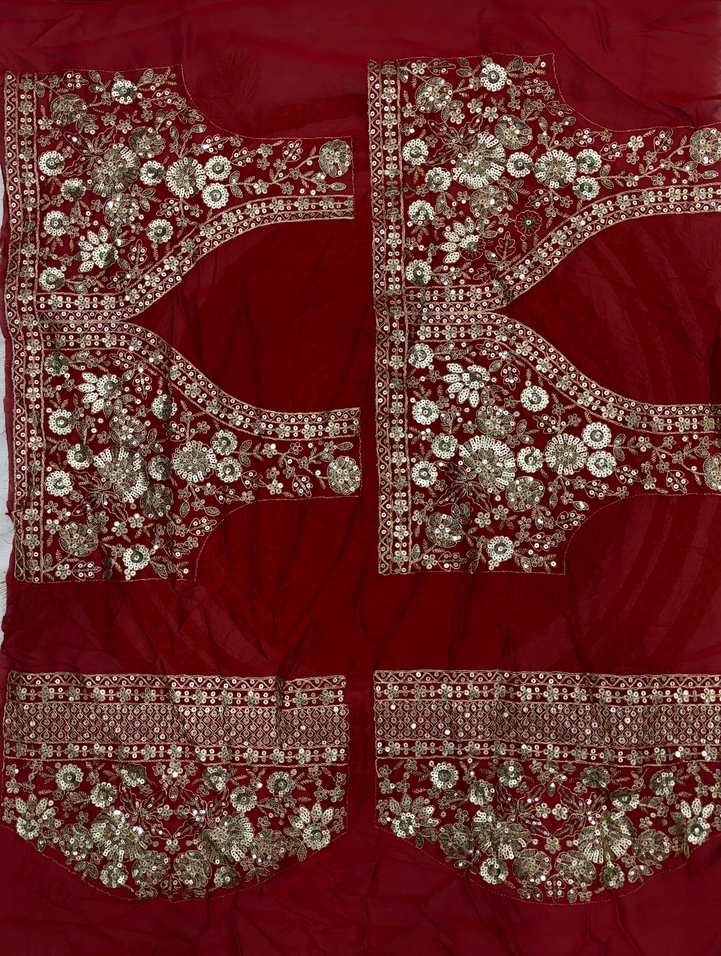 Beautiful Red Color Sequence Work Silk Saree