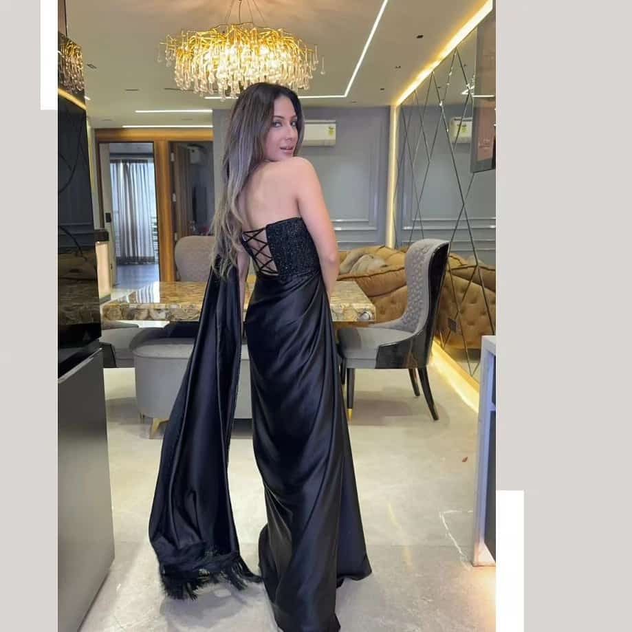 Party Wear Sequence Work Black Color Gown