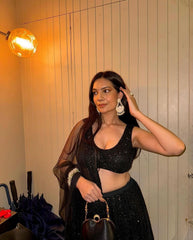 Blissful  Sequences Work Black Color Lehenga Choli