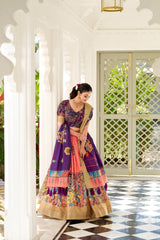 Shining Kalamkari Print Peach Color Lehenga Choli