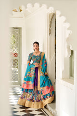 Shining Kalamkari Print Purple Color Lehenga Choli