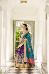 Shining Kalamkari Print Purple Color Lehenga Choli