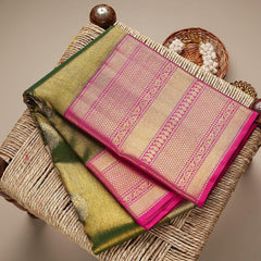 Function Wear Mehndi Color Cotton Silk Saree