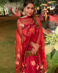 Fantastic Red Color Digital Printed Anaekali Suit