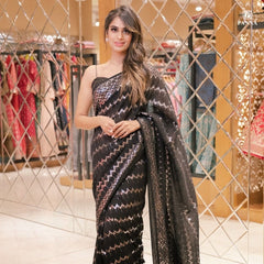 Captivating Sequence Work Black Bollywood Saree