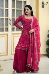Outstanding Thread Work Pink Color Designer Sharara Suit