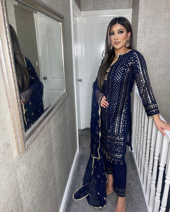 Stunning Navy Blue Color Sequence Work Salwar Suit