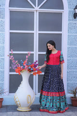 Patola Designer Print Navy Blue Color Gown
