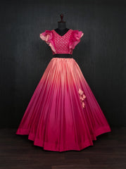 Luxuriant Pink Color Shade Crop Top Lehenga Choli