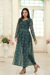 Superhit Green Color Bandhej Digital Print Kurti