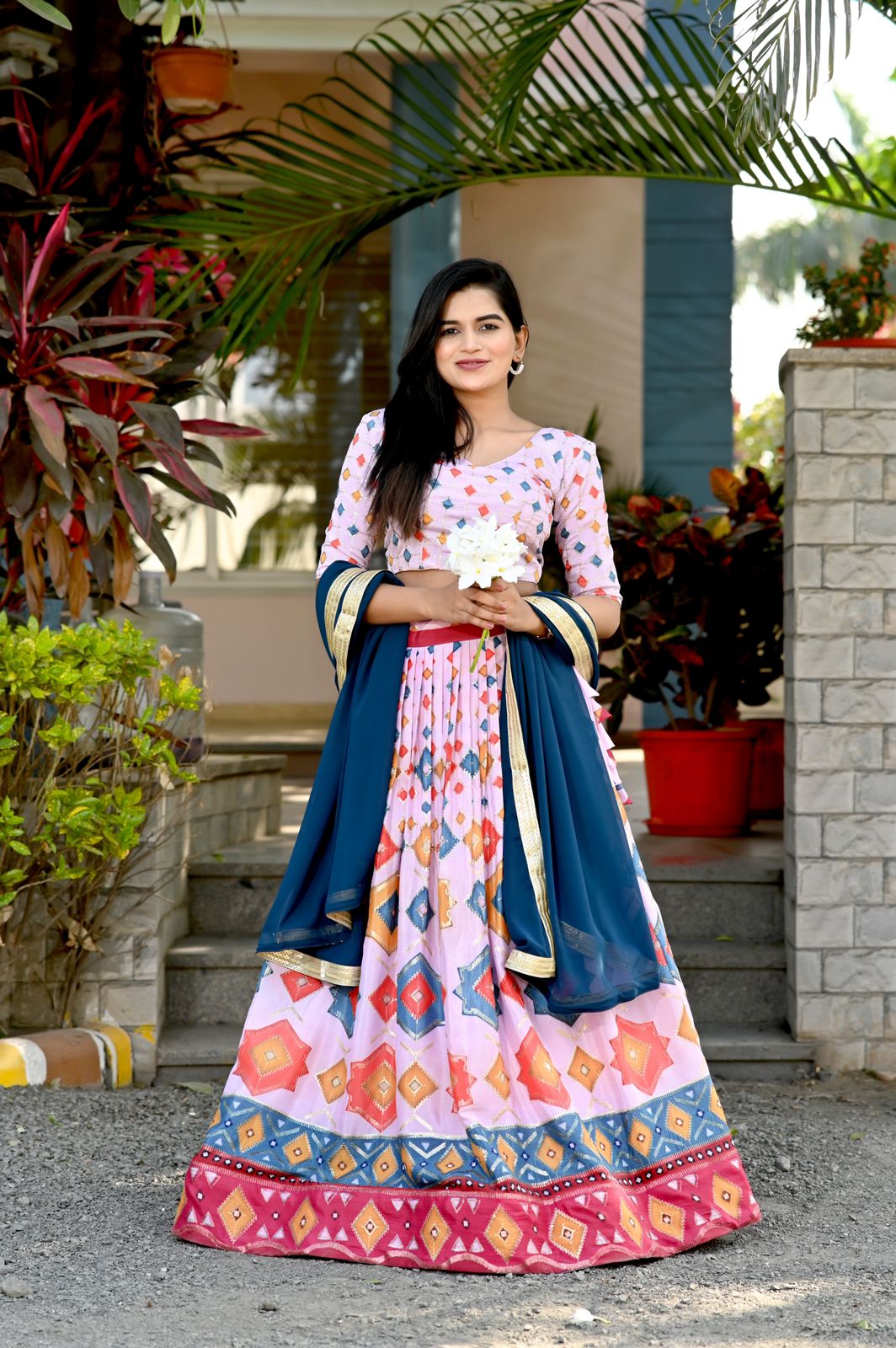 Traditional Wear Light Pink Color Printed Lehenga Choli