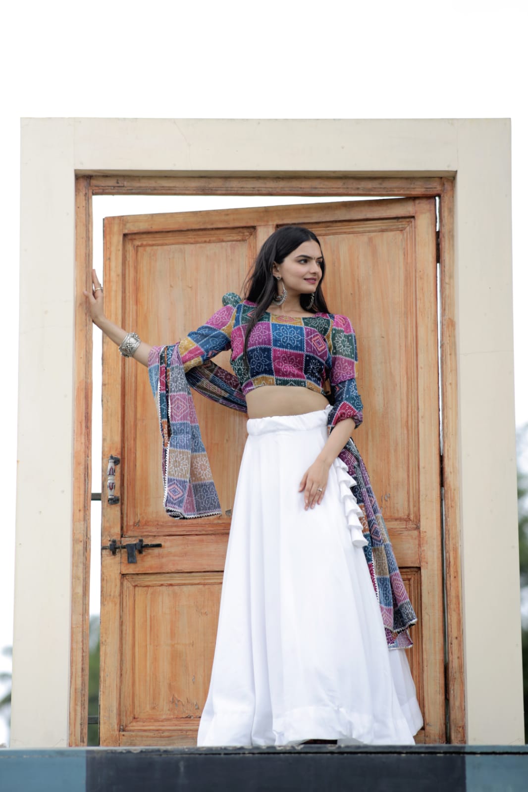Flattering White Color Lehenga With Multi Printed Blouse