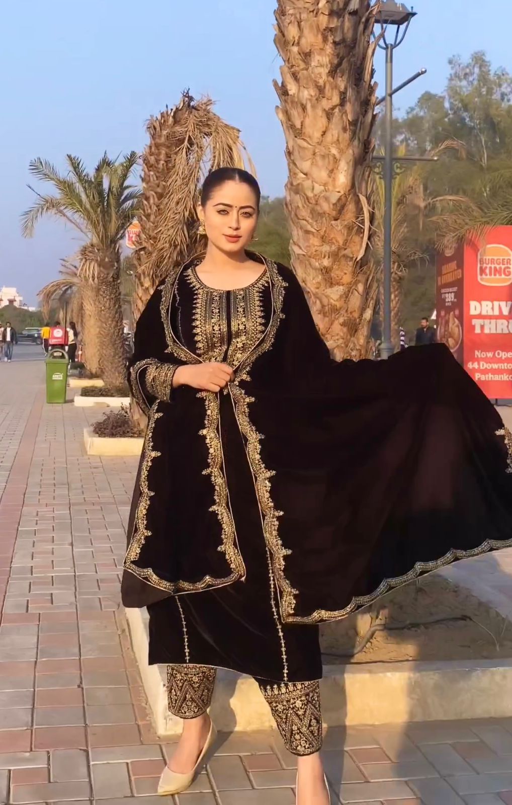 Unique Design Brown Color Viscose Velvet Salwar Suit