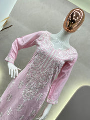 Classic Baby Pink Color Georgette Sequence  Embroidery Work Suit