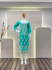 Classic Rama Color Georgette Sequence  Embroidery Work Suit