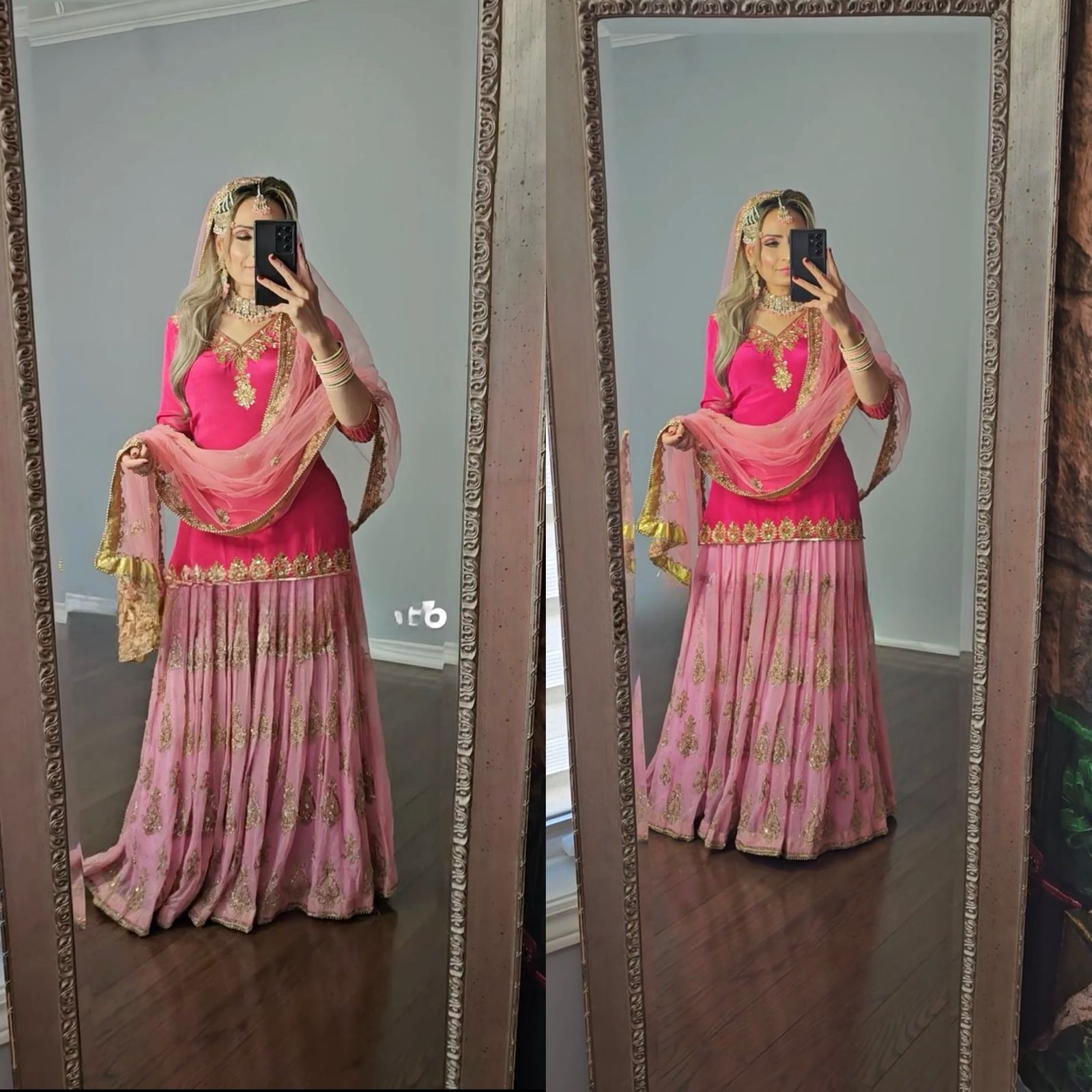 Luxuriant Pink Color Georgette Embroidery Work Sharara Suit