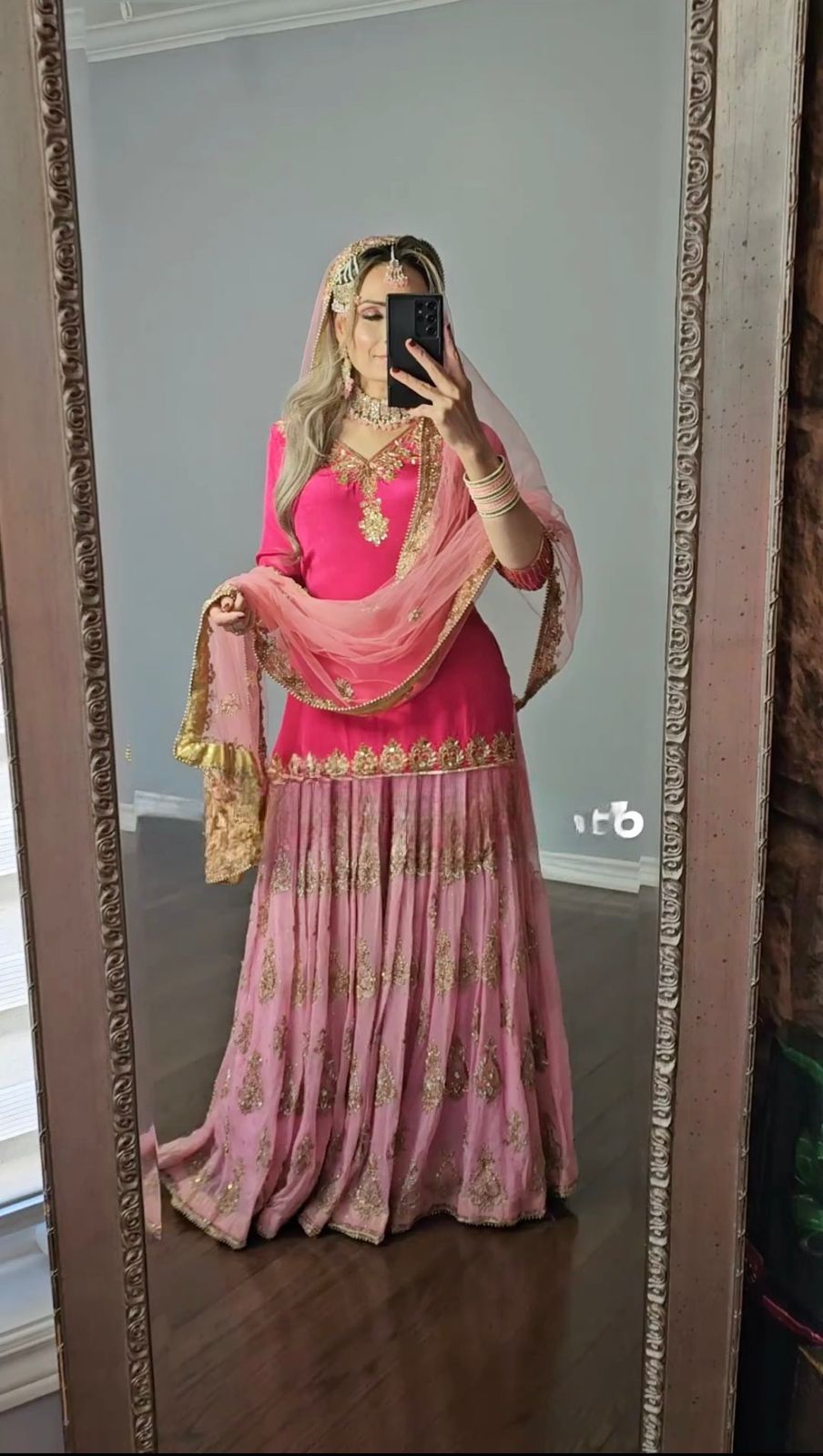 Luxuriant Pink Color Georgette Embroidery Work Sharara Suit