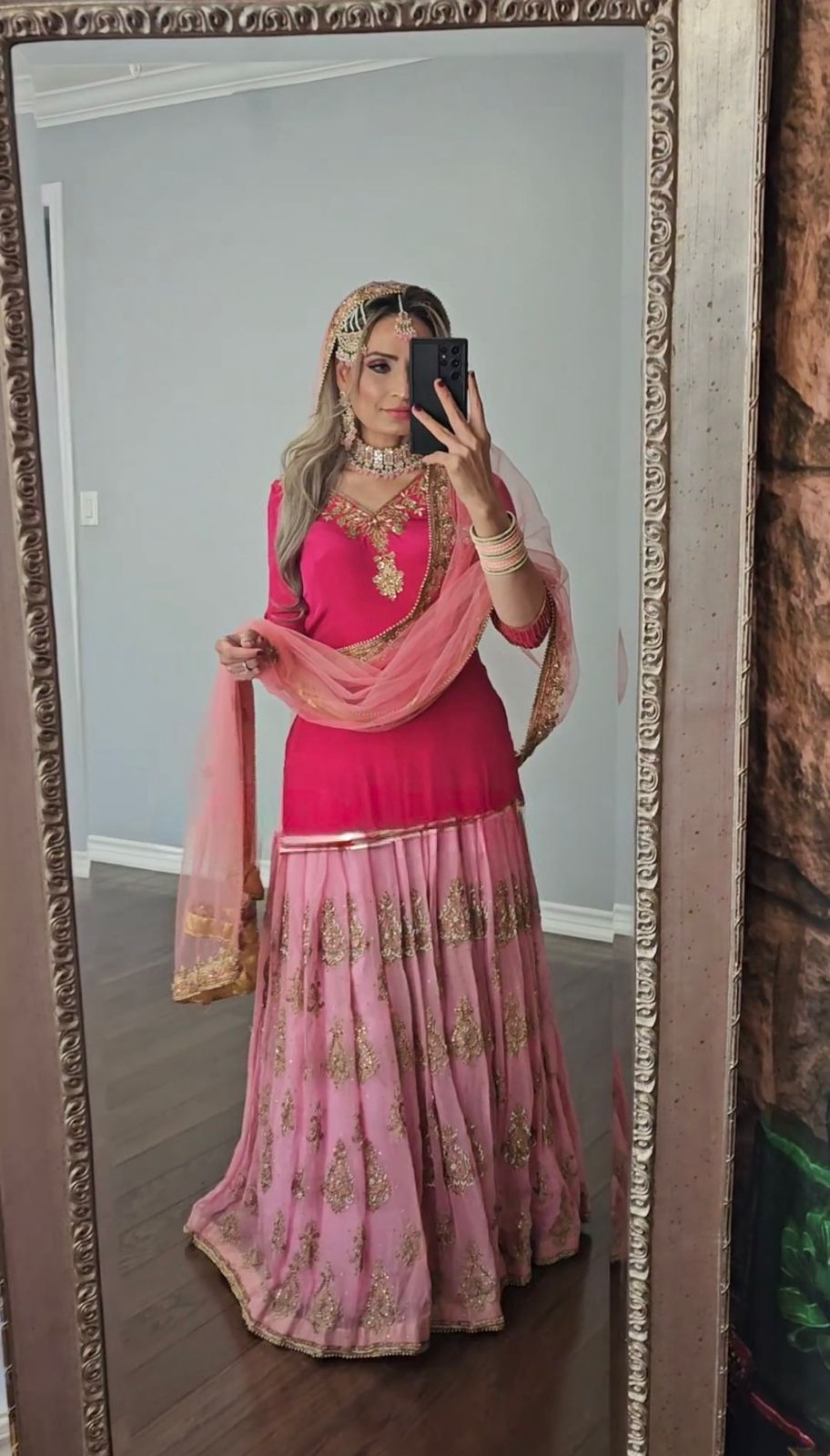 Luxuriant Pink Color Georgette Embroidery Work Sharara Suit