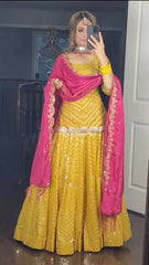 Fantastic Yellow Color Georgette Sequence Work Sharara Suit