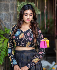 Captivating  Black Color Jecard Viving Lehenga Choli