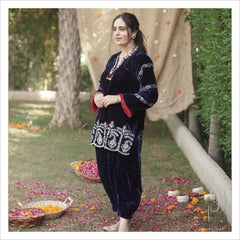 Designer  Black Color Velvet Cording Sequence Embroidery Work Suit
