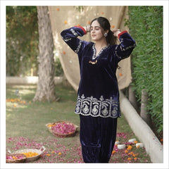 Designer  Black Color Velvet Cording Sequence Embroidery Work Suit