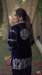 Designer  Black Color Velvet Cording Sequence Embroidery Work Suit