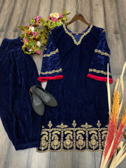 Designer  Black Color Velvet Cording Sequence Embroidery Work Suit