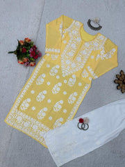 Glorious Yellow Color Chinestich work Suit
