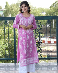 Glorious Pink Color Chinestich work Suit