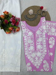 Glorious Pink Color Chinestich work Suit