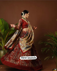 Flattering   Red Color Kalamkari Print Lehenga Choli
