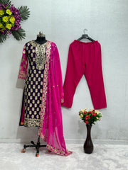 Glimmering  Pink Color Georgette Sequence Work Anarkali Suit