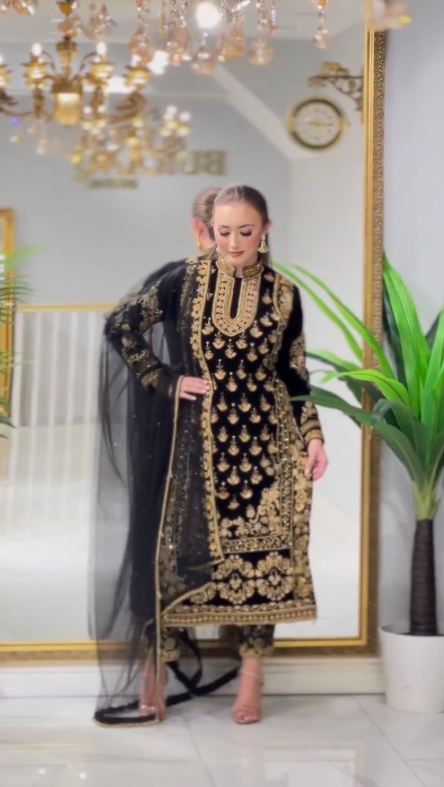 Outstanding Georgette Embroidery Sequence Work Black Color Anarkali Suit