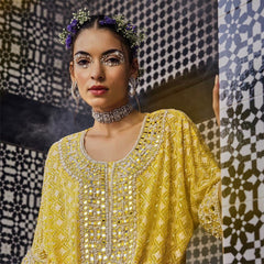 Luxuriant Georgette Sequence Embroidery Work Yellow Color Suit