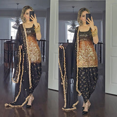 Charming Embroidery Sequence Work Dhoti Suit