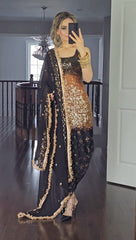 Charming Embroidery Sequence Work Dhoti Suit